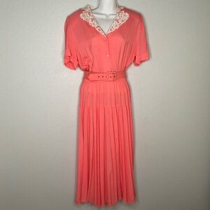 Lisa II Cottagecore Coral Dress Prairie Vintage 1980s 1990s Cottagecore  Size 12